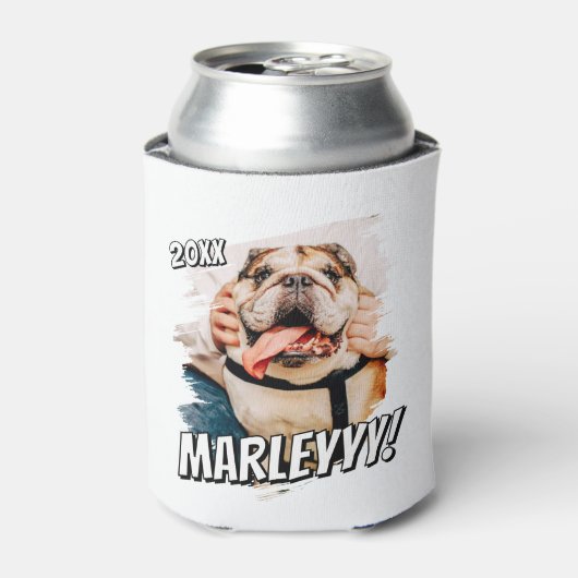 Modernes Comic Einfaches Grunge Custom Pet Foto Dosenkühler (Kanne Vorderseite)