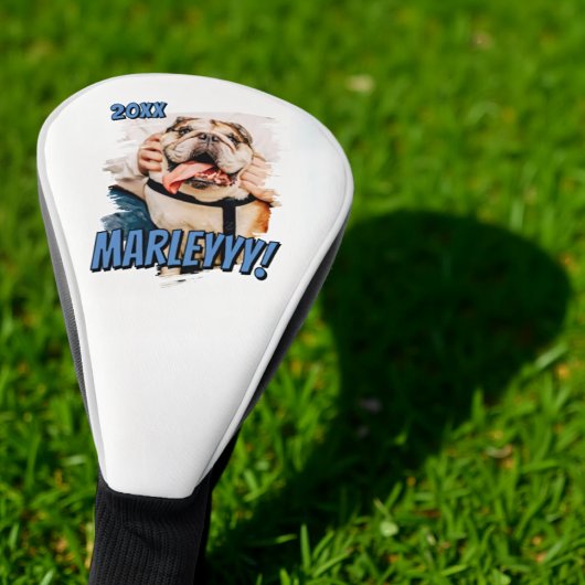 Modernes Comic Einfaches Grunge Custom Pet Foto Golf Headcover