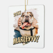 Modernes Comic Einfaches Grunge Custom Pet Foto Keramikornament (Links)