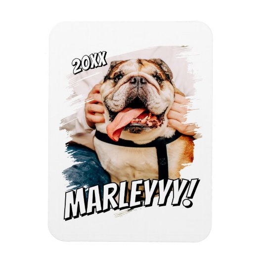 Modernes Comic Einfaches Grunge Custom Pet Foto Magnet (Vertikal)