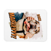 Modernes Comic Einfaches Grunge Custom Pet Foto Magnet (Horizontal)