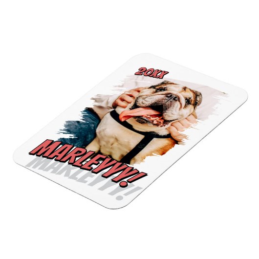 Modernes Comic Einfaches Grunge Custom Pet Foto Magnet (Linke Seite)
