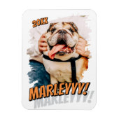 Modernes Comic Einfaches Grunge Custom Pet Foto Magnet (Vertikal)