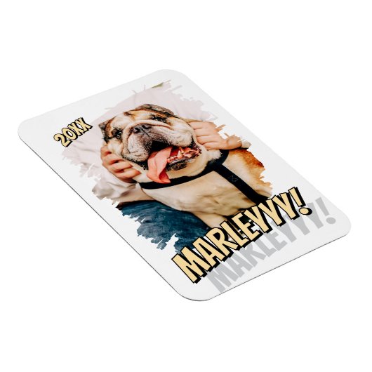 Modernes Comic Einfaches Grunge Custom Pet Foto Magnet (Rechte Seite)