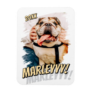 Modernes Comic Einfaches Grunge Custom Pet Foto Magnet