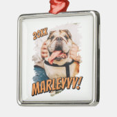 Modernes Comic Einfaches Grunge Custom Pet Foto Ornament Aus Metall (Links)