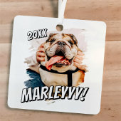 Modernes Comic Einfaches Grunge Custom Pet Foto Ornament Aus Metall