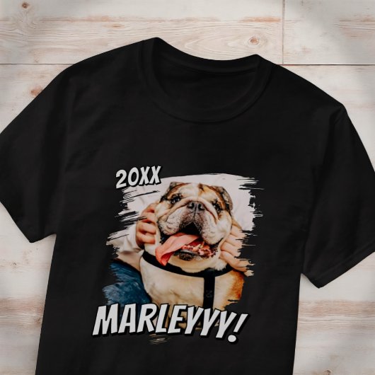 Modernes Comic Einfaches Grunge Custom Pet Foto T-Shirt