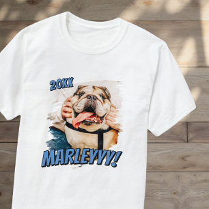 Modernes Comic Einfaches Grunge Custom Pet Foto T-Shirt