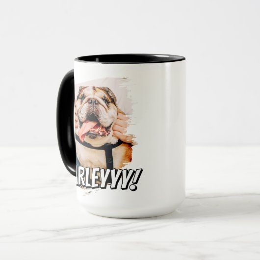 Modernes Comic Einfaches Grunge Custom Pet Foto Tasse (Vorderseite Links)