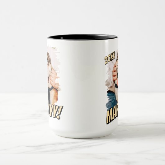 Modernes Comic Einfaches Grunge Custom Pet Foto Tasse (Zentrum)