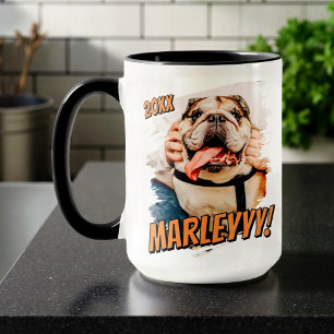 Modernes Comic Einfaches Grunge Custom Pet Foto Tasse