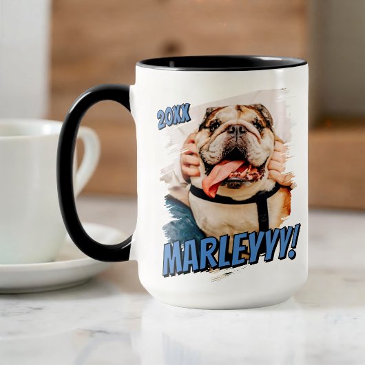 Modernes Comic Einfaches Grunge Custom Pet Foto Tasse