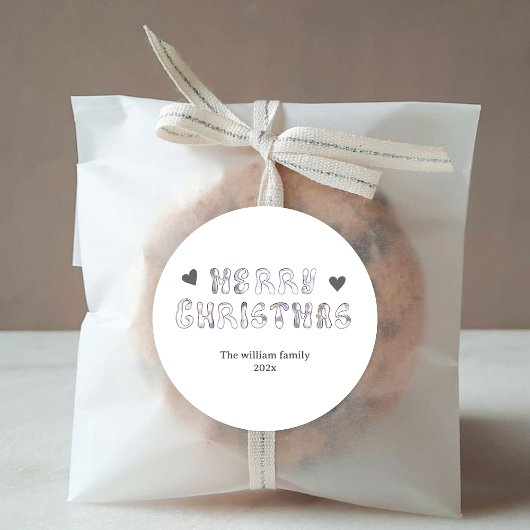 Modernes Comic in Schwarz und Weiß Frohe Weihnacht Runder Aufkleber