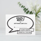 Modernes Comic mit Schwarz-Weiß-Hochzeit RSVP Karte (Stehend Vorderseite)