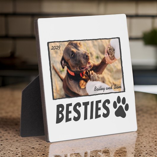 Modernes Comic Pet Paw Bestie BESTE FREUNDIN Foto Fotoplatte