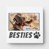 Modernes Comic Pet Paw Bestie BESTE FREUNDIN Foto Fotoplatte (Vorderseite)