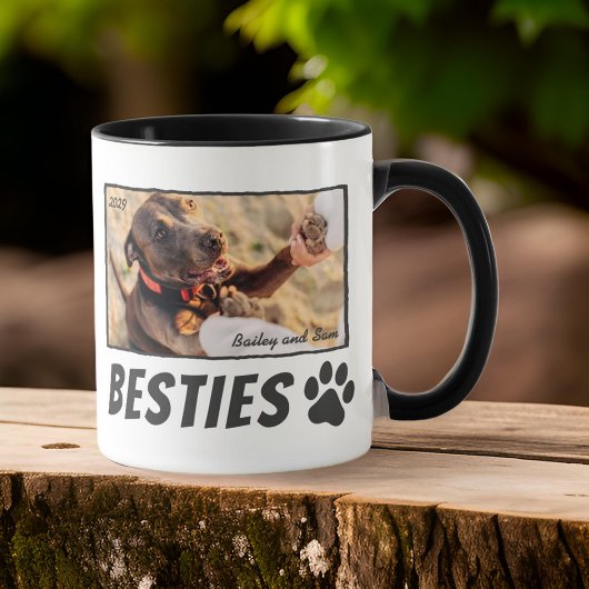 Modernes Comic Pet Paw Bestie BESTE FREUNDIN Foto Tasse