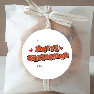 Modernes Comic-Stil farbenfroh frohe Weihnachten Runder Aufkleber