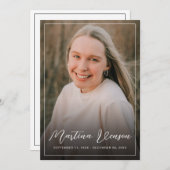 Modernes Condolence Memorial Beileid Beerdigung Fo Dankeskarte (Vorne/Hinten)