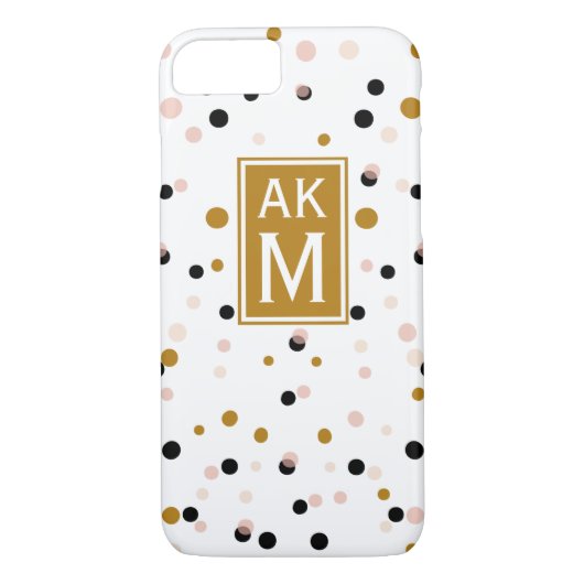 Modernes Confetti Dots Monogram iPhone 7 Fall Case-Mate iPhone Hülle (Rückseite)