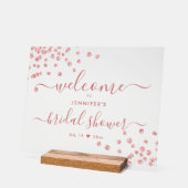 Modernes Confetti-Script-Brautparty Willkommen Blu Acrylschild (Winkel)