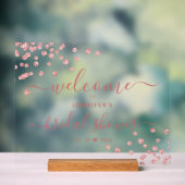 Modernes Confetti-Script-Brautparty Willkommen Blu Acrylschild (Neutral)