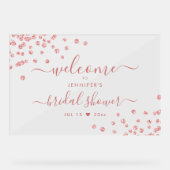 Modernes Confetti-Script-Brautparty Willkommen Blu Acrylschild (Vorderseite)