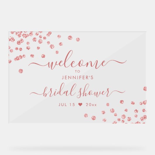 Modernes Confetti-Script-Brautparty Willkommen Blu Acrylschild (Vorderseite)
