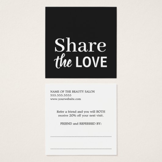 Modernes Cool Blach White Beauty Salon Referendum (Vorne & Hinten)