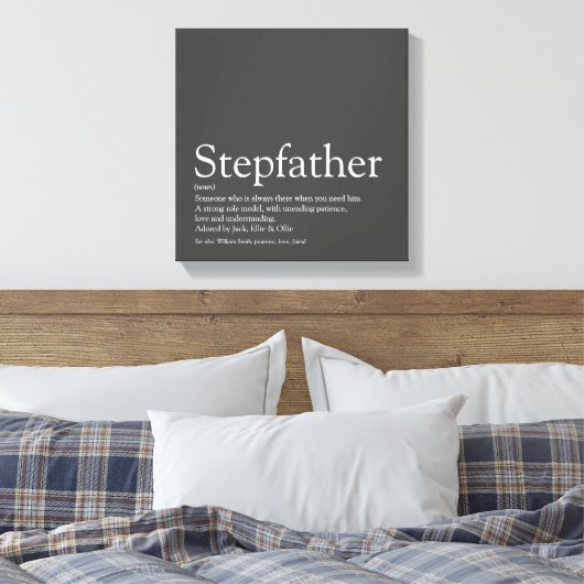 Modernes Cool-Grau Stepfather Stepdad Zitat Leinwanddruck (Insitu (Schlafzimmer))