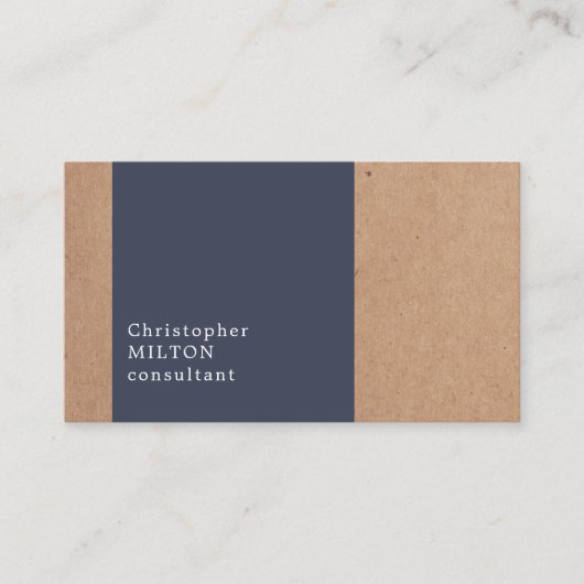 Modernes Cool Kraft Paper Blue Consultant Visitenkarte (Vorderseite)