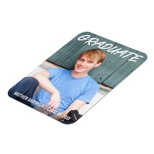 Modernes Cooles Abschluss Ankündigung Foto WT Magnet (Linke Seite)