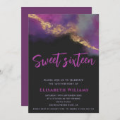 Modernes cooles Abstraktes Alkoholtupfer-Goldskrip Einladung (Vorne/Hinten)