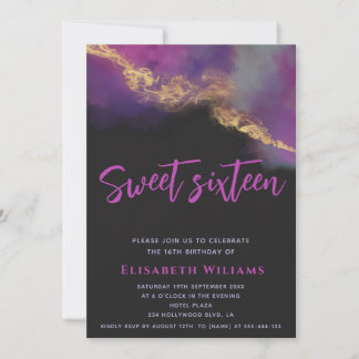 Modernes cooles Abstraktes Alkoholtupfer-Goldskrip Einladung