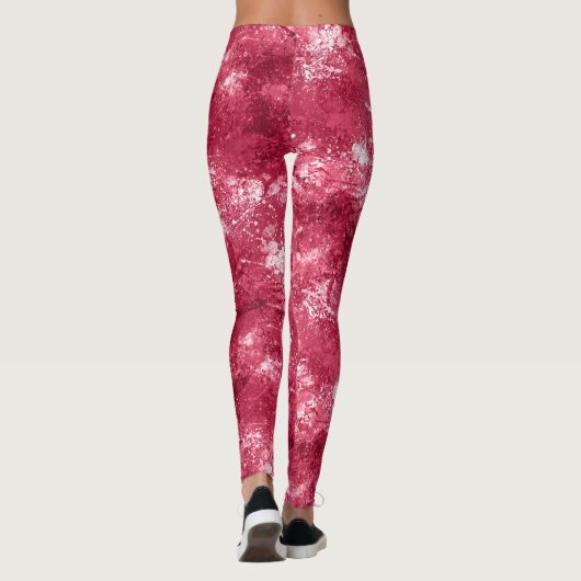 Modernes, Cooles Abstraktes Magenta-Marbella-Muste Leggings (Rückseite)