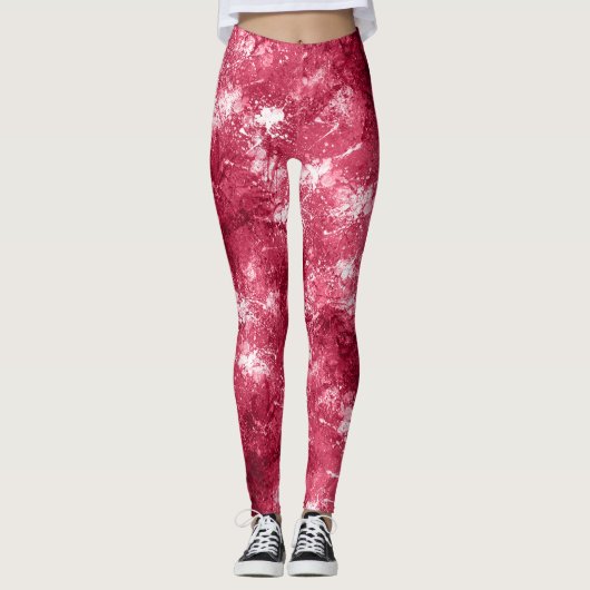 Modernes, Cooles Abstraktes Magenta-Marbella-Muste Leggings (Vorderseite)
