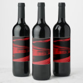 Modernes, cooles Bewegungskonzept in Rot und Schwa Weinetikett (Flaschen)