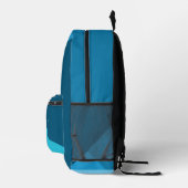 Modernes Cooles Blaues geometrisches Monogramm Bedruckter Rucksack (Rechts)