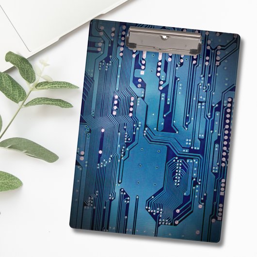 Modernes Cooles Blue Circuit Board High Tech Foto Klemmbrett