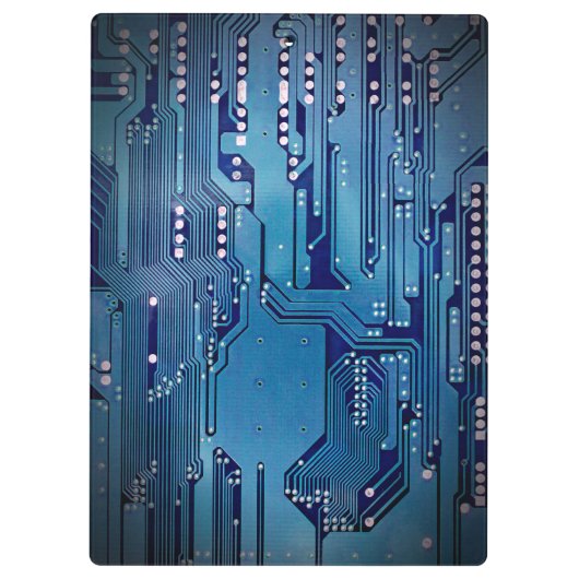 Modernes Cooles Blue Circuit Board High Tech Foto Klemmbrett (Rückseite)