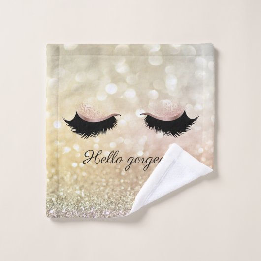Modernes Cooles Bokeh, Imitate Lashes Badhandtuch Set (Waschlappen)