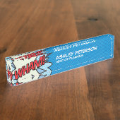 Modernes Cooles Comic Book Pop Art Flash Namensplakette (Seite)