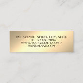 Modernes Cooles Elegantes Berufliches Gold Mini Visitenkarte (Rückseite)