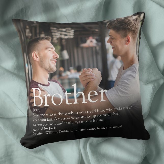 Modernes Cooles Foto Bester Bruder je Definition Kissen (Modern Cool Photo Best Brother Ever Definition Throw Pillow)