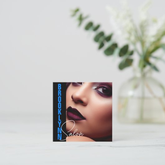 Modernes Cooles Foto Image Template Light Blue Slo Quadratische Visitenkarte (Stehend Vorderseite)