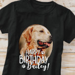 Modernes Cooles Fun Custom Pet Foto Geburtstagsgrü T-Shirt<br><div class="desc">Design ist modern und einfach. Fügen Sie dem Tier ein benutzerdefiniertes Foto hinzu,  und fügen Sie seinen Namen hinzu,  fügen Sie eine benutzerdefinierte Meldung hinzu</div>
