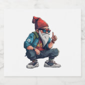 Modernes Cooles Gnome Schaumweinetikett (Einzelnes Label)