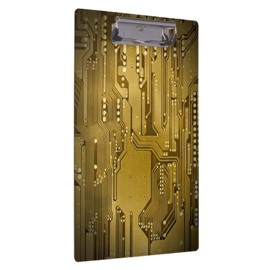 Modernes Cooles Gold Circuit Board High Tech Foto Klemmbrett (Rechts)