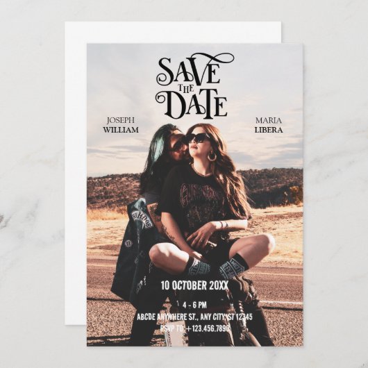 Modernes Cooles Hochzeitsfest-Foto Save The Date (Vorne/Hinten)